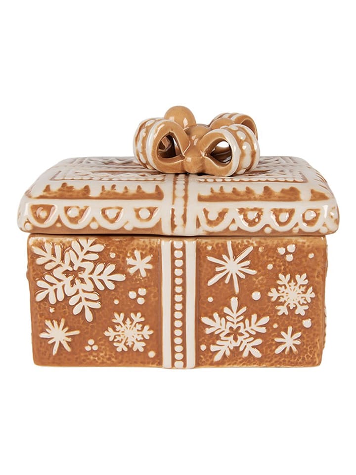 Clayre & Eef Pojemnik w kolorze jasnobrązowo-białym - 19 x 16 cm rozmiar: onesize