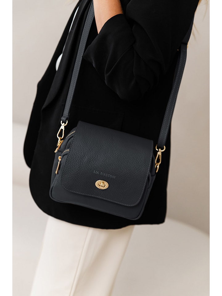 Lia Biassoni Skórzana torebka w kolorze czarnym - 23 x 20 x 9 cm rozmiar: onesize