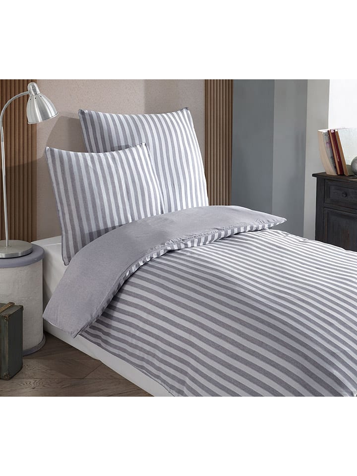 Colourful Cotton Komplet pościeli "Road Potlu" w kolorze jasnoszarym rozmiar: 155x220 cm