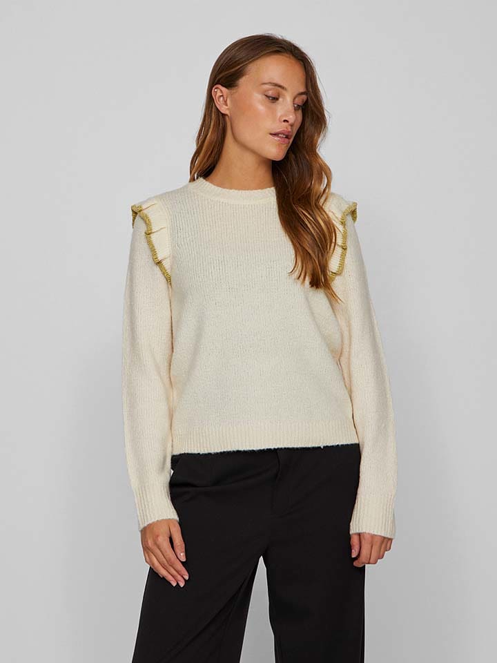 Vila Sweter w kolorze kremowym rozmiar: M