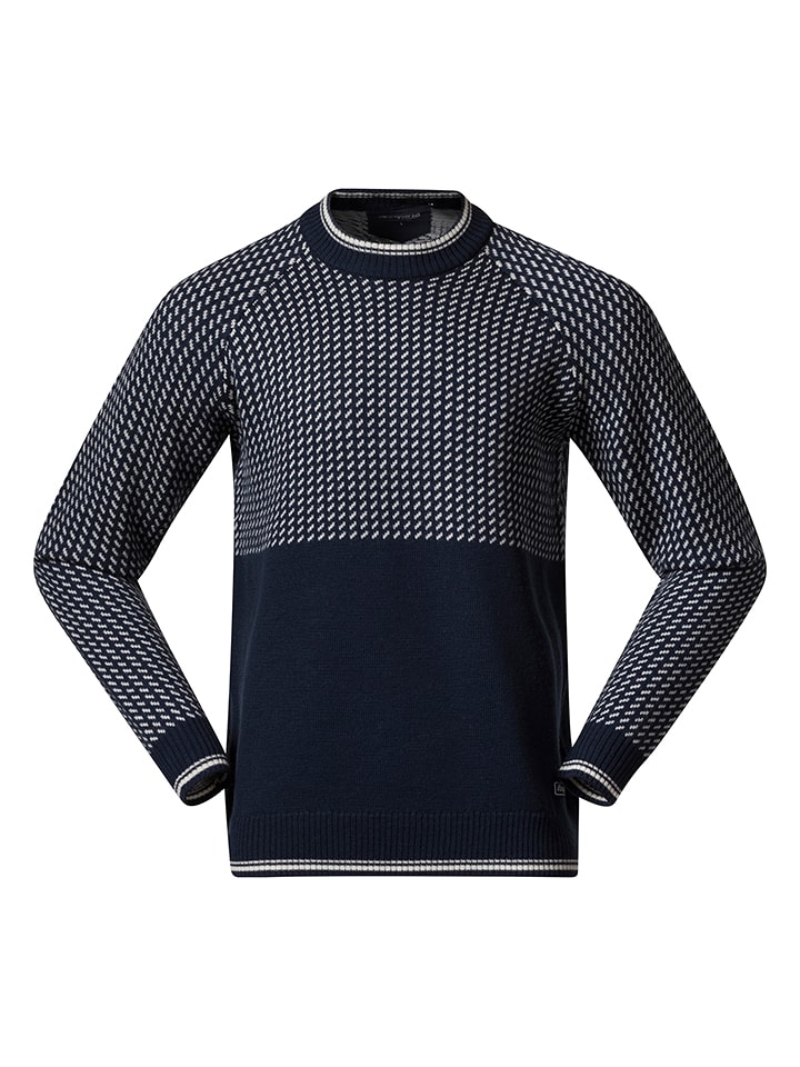 Bergans Wełniany sweter "Alvdal" w kolorze granatowo-kremowym rozmiar: M