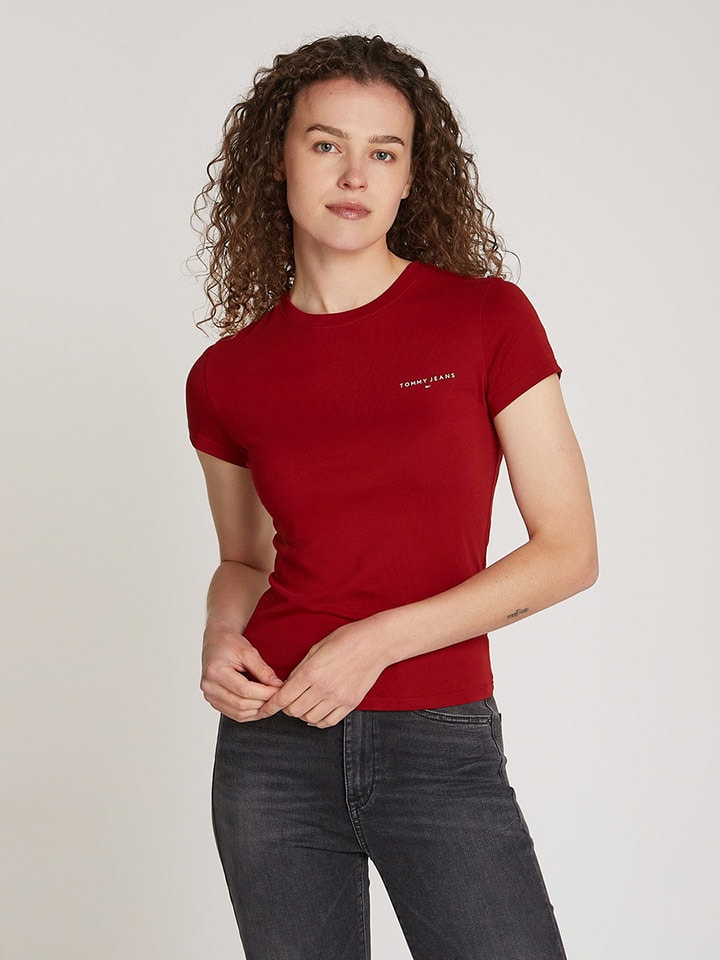 TOMMY JEANS Koszulka w kolorze bordowym rozmiar: XS