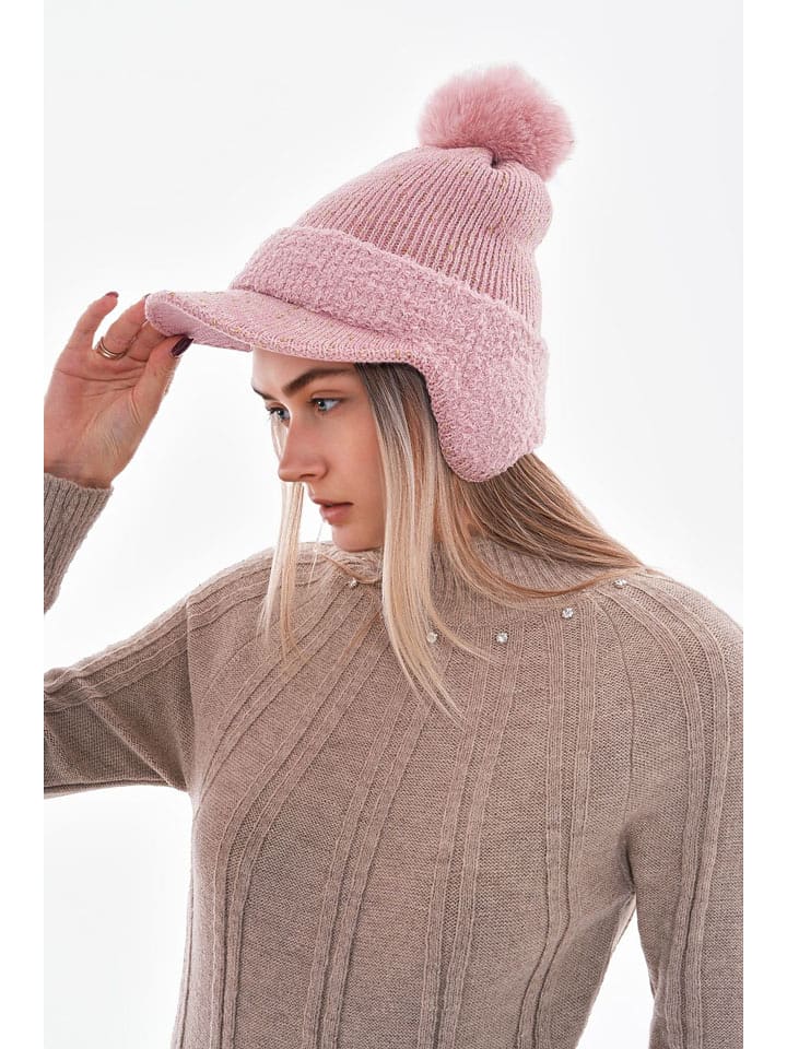 Lucky Bees Czapka w kolorze jasnoróżowym rozmiar: onesize