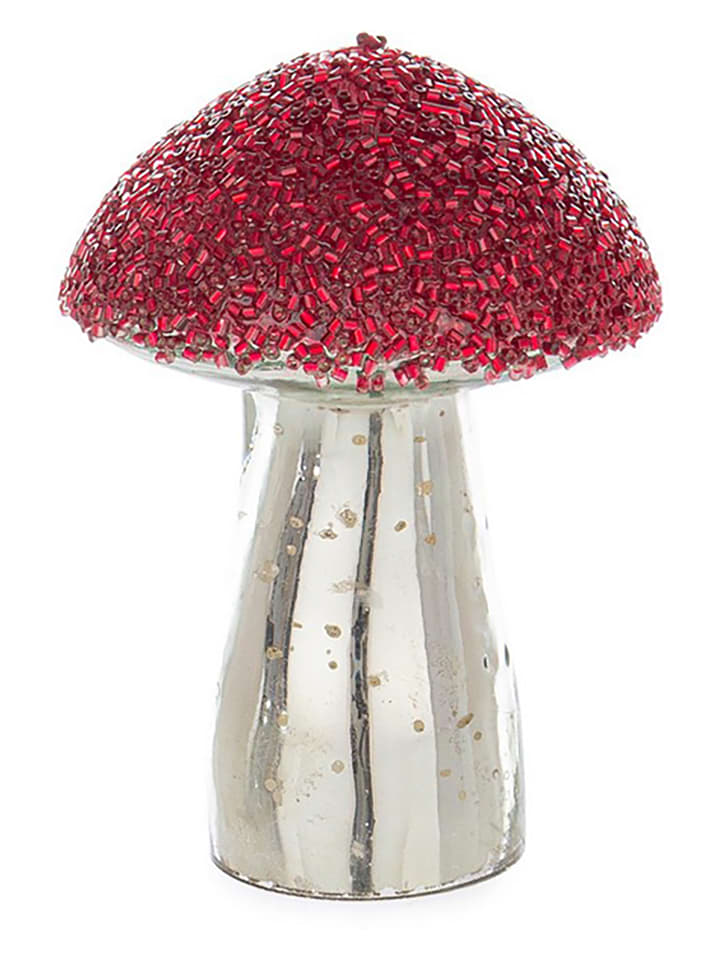 Bizzotto Figurka dekoracyjna "Mushroom" w kolorze srebrno-czerwonym - wys. 9,5 cm rozmiar: onesize