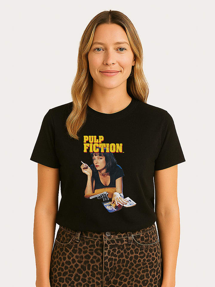 WOOOP Koszulka "Pulp Fiction Vintage Mia Wallace" w kolorze czarnym rozmiar: L