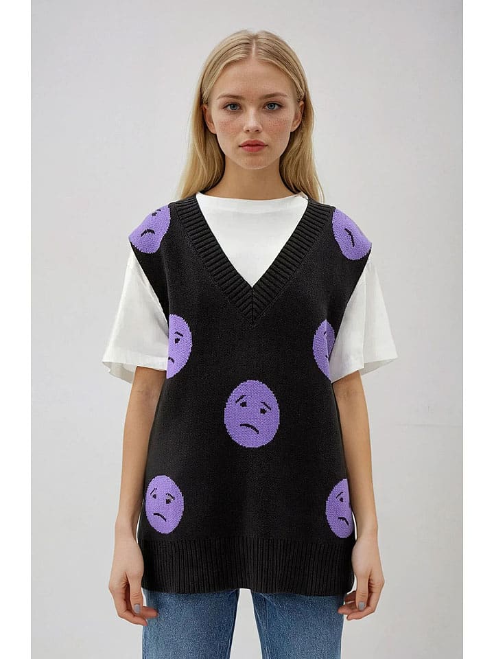 Weekday Bezrękawnik w kolorze czarno-fioletowym rozmiar: XL