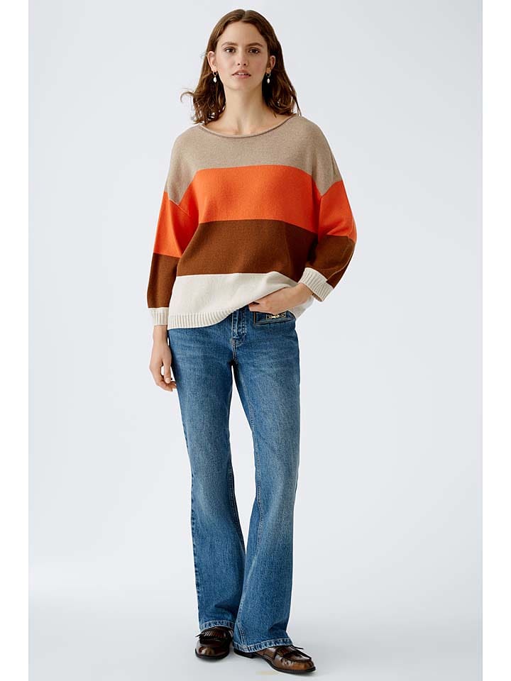 Oui Sweter w kolorze beżowo-pomarańczowo-brązowym rozmiar: 40