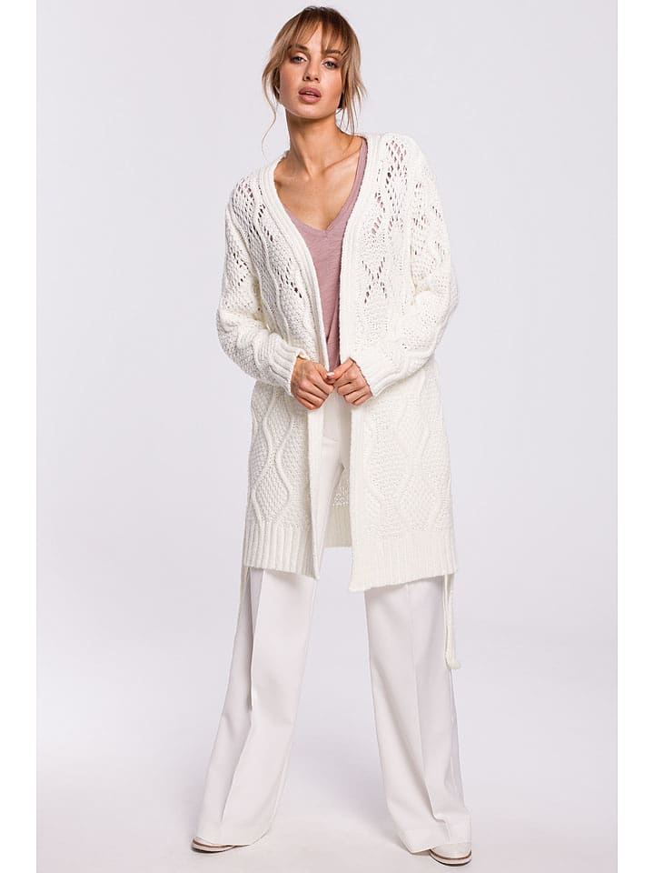 made of emotion Kardigan w kolorze kremowym rozmiar: S/M