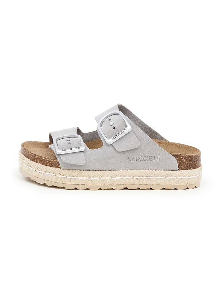 SABOKETS Skórzane klapki w kolorze szarym rozmiar: 41