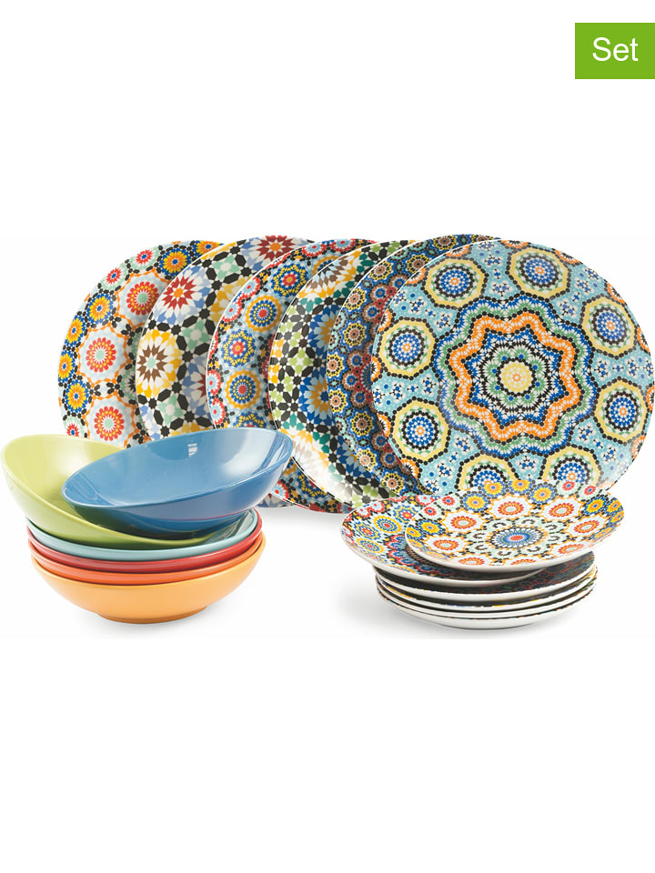 Villa d´Este 18-częściowy zestaw talerzy "Marrakech" ze wzorem rozmiar: onesize