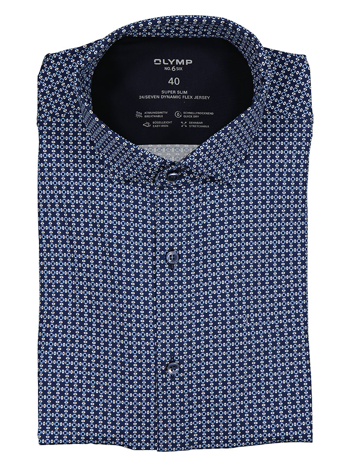 OLYMP Koszula ''24/7 - No 6'' - Super Slim - w kolorze granatowym rozmiar: 39