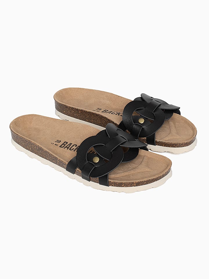 BACKSUN Skórzane klapki "Trapeze" w kolorze czarnym rozmiar: 37