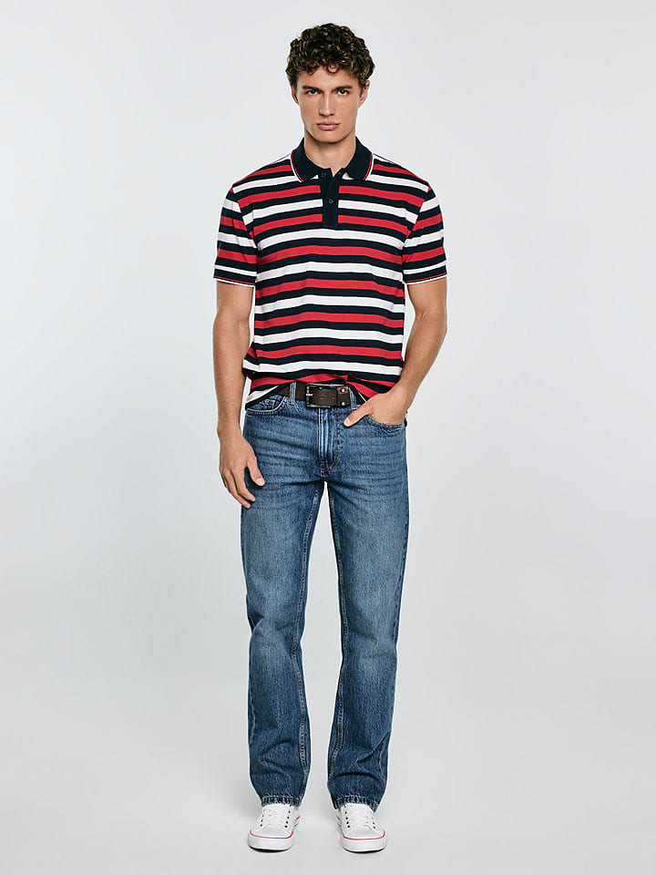 BIG STAR Koszulka polo "Seulir" w kolorze czarno-czerwono-białym rozmiar: M