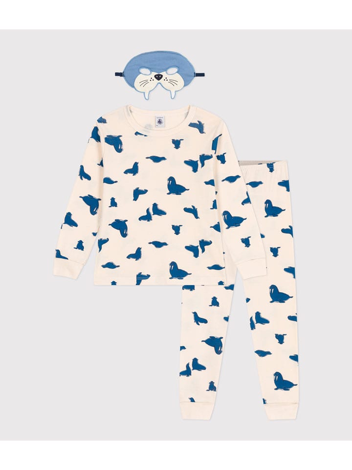 PETIT BATEAU 2-częściowy zestaw w kolorze kremowo-niebieskim rozmiar: 128