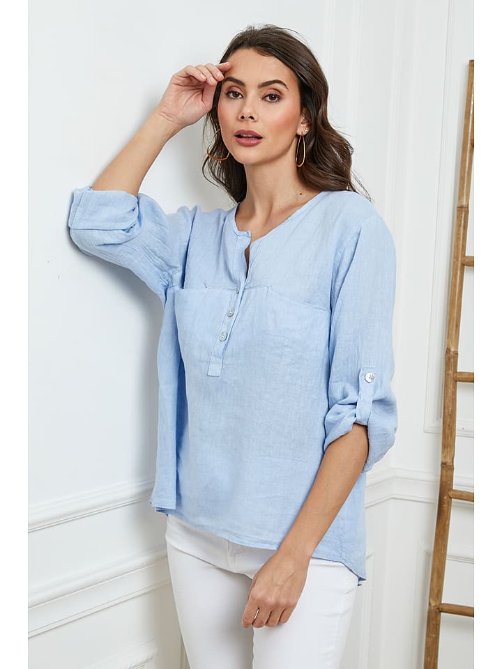Joséfine Lniana bluzka w kolorze błękitnym rozmiar: S