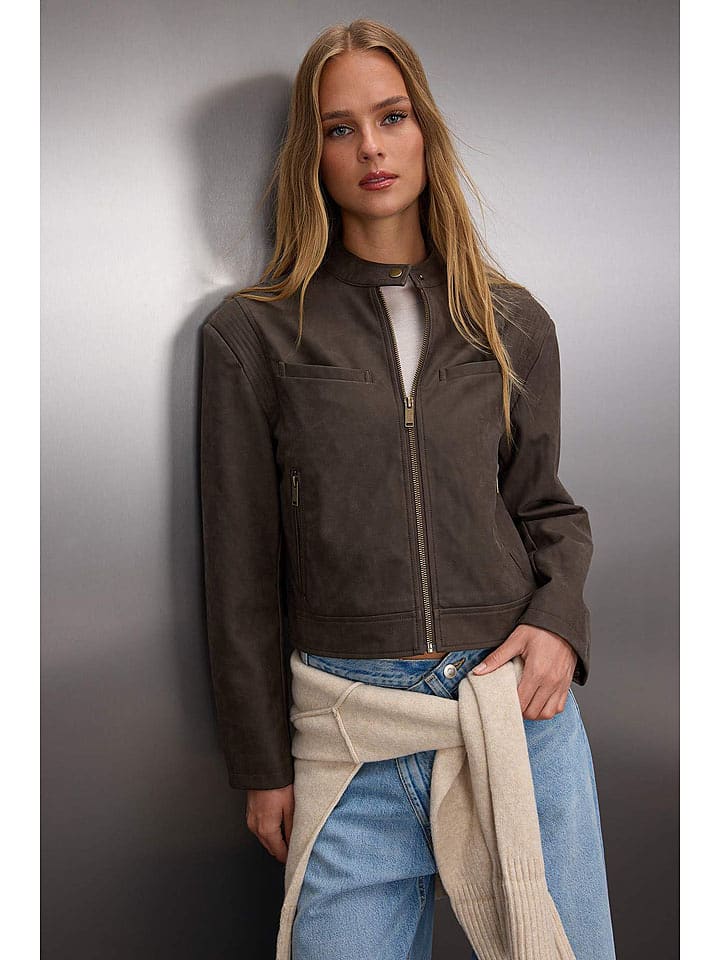 trendyol Kurtka w kolorze ciemnobrązowym ze skóry syntetycznej rozmiar: M