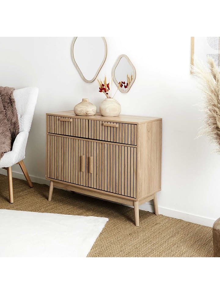 THE HOME DECO FACTORY Komoda "Klaus" w kolorze jasnobrązowym - 100 x 80 x 35 cm rozmiar: onesize