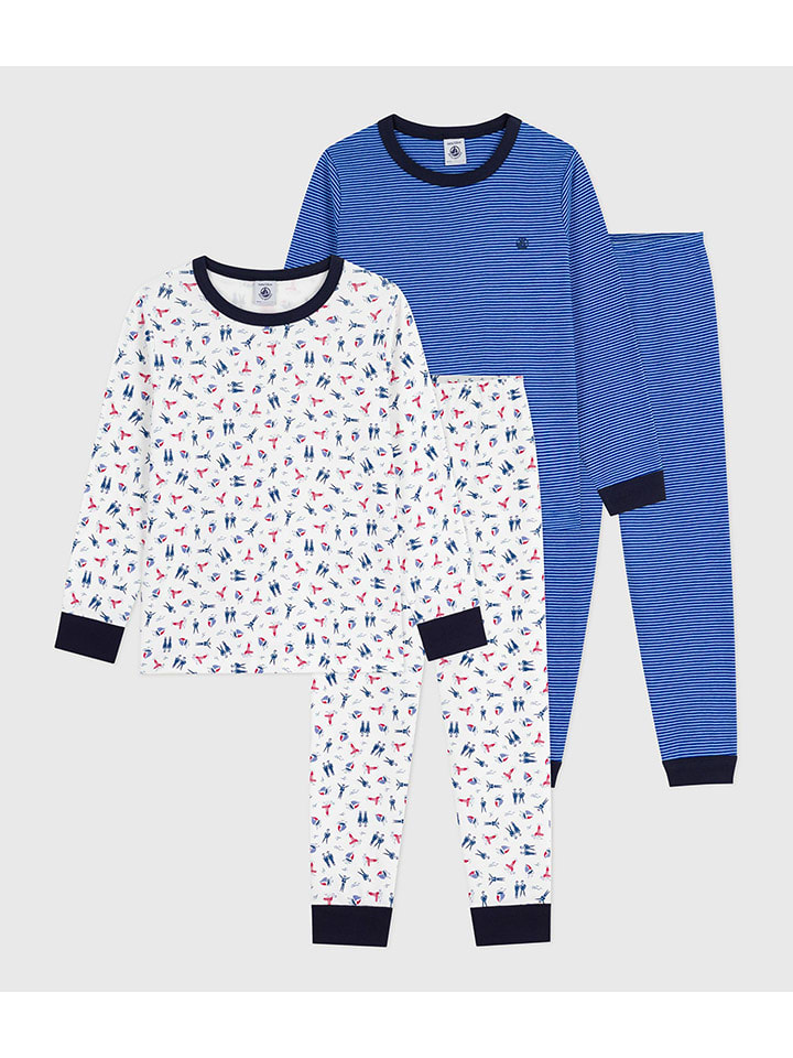PETIT BATEAU Piżamy (2 szt.) w kolorze białym i niebieskim rozmiar: 86