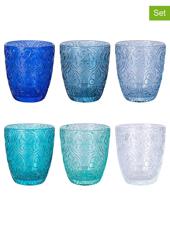Villa d´Este Szklanki (6 szt.) "Granada" w kolorze niebieskim - 300 ml rozmiar: onesize
