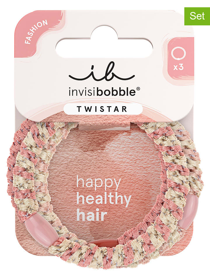 Invisibobble Gumki (6 szt.) "Tristar" w kolorze jasnoróżowo-beżowym rozmiar: onesize