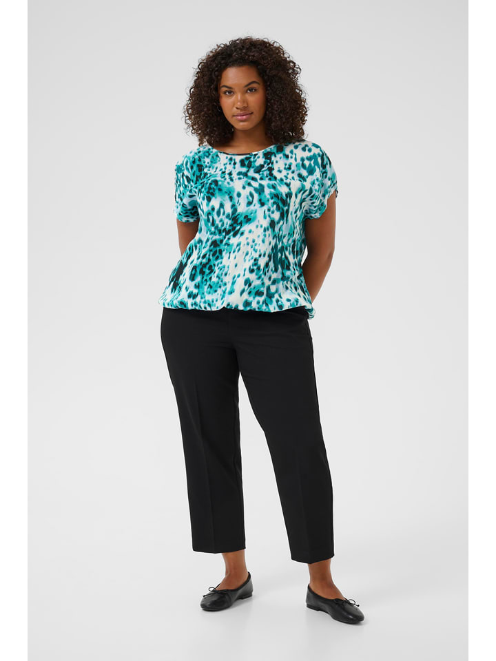 KAFFE curve Bluzka w kolorze turkusowo-białym rozmiar: 52