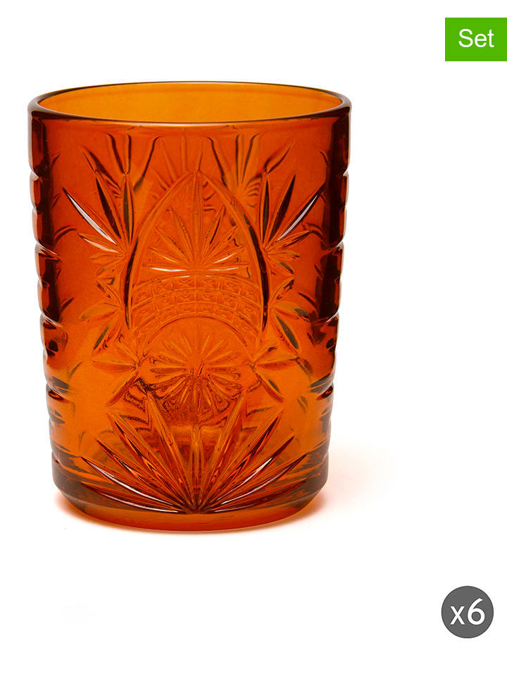 Trendy Kitchen by EXCÉLSA Szklanki (6 szt.) "Color Tumbler" w kolorze pomarańczowym - 350 ml rozmiar: onesize