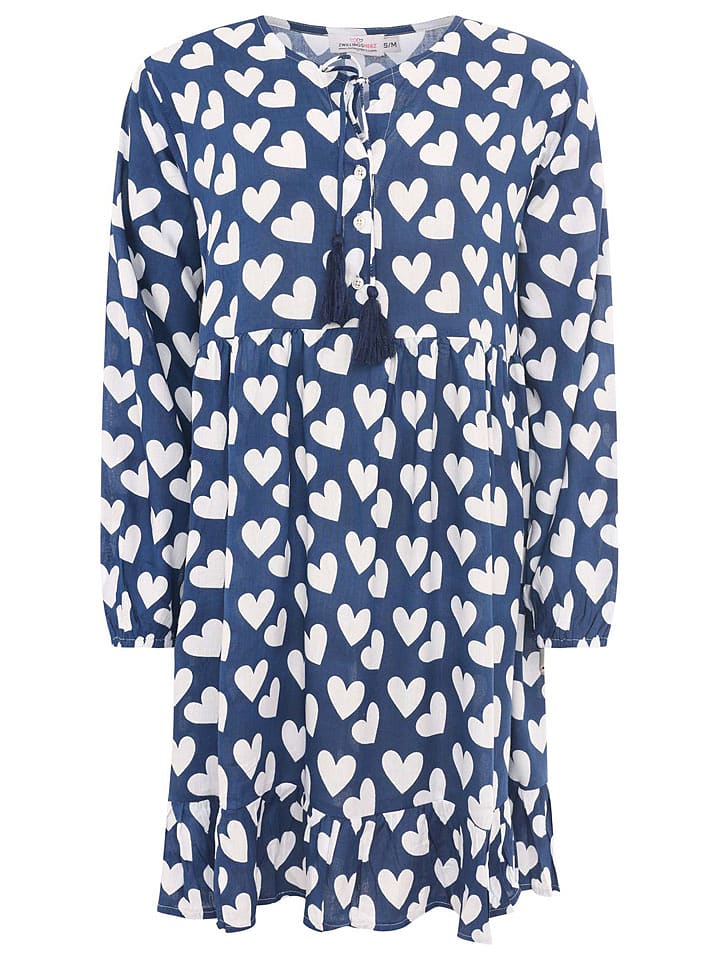 Zwillingsherz Sukienka "Heart Classic" w kolorze granatowo-białym rozmiar: L/XL