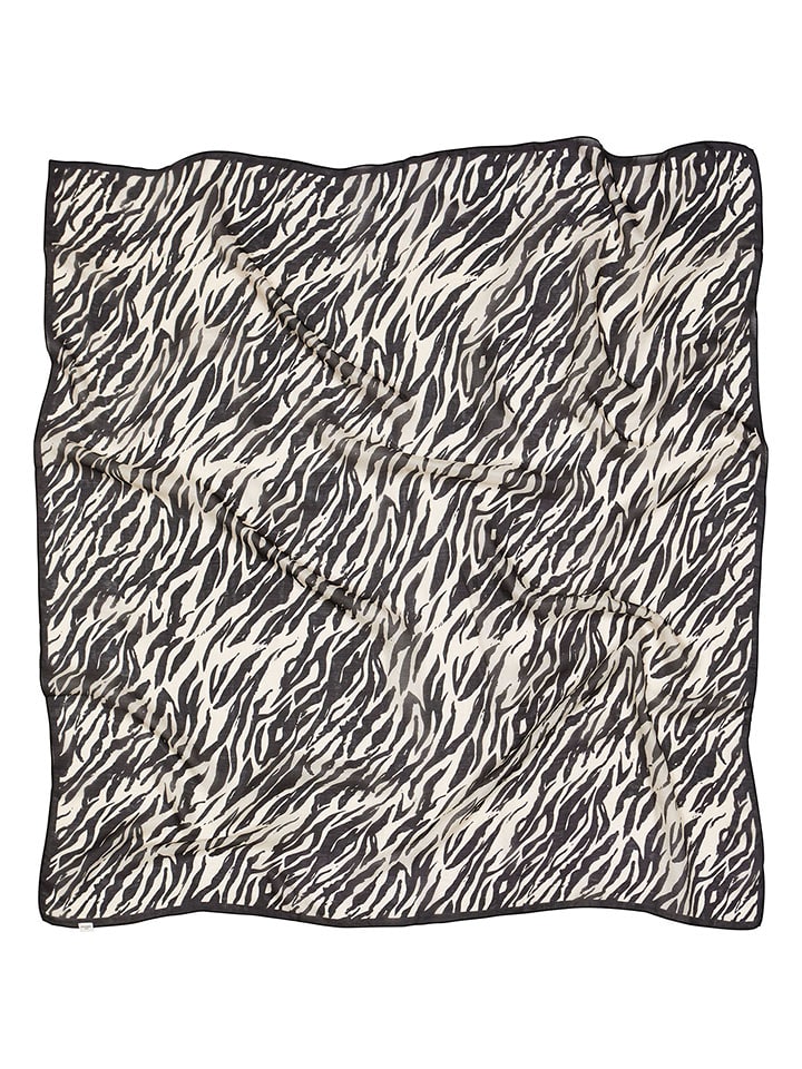 Becksöndergaard Jedwabna chusta "Zerona" w kolorze kremowo-czarnym - 100 x 100 cm rozmiar: onesize