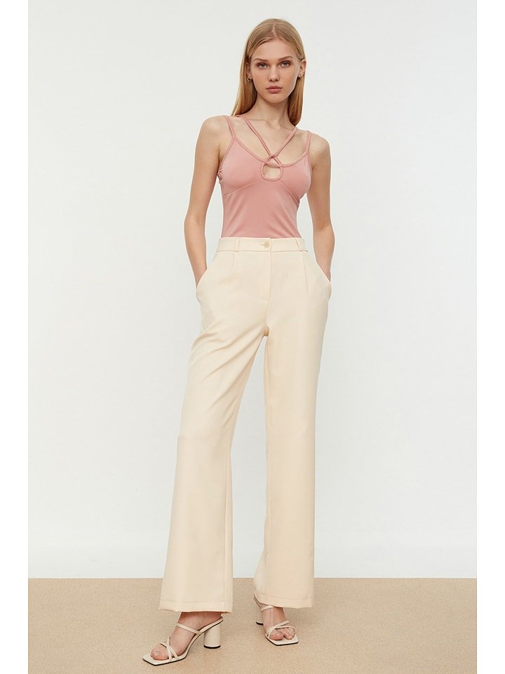 trendyol Spodnie w kolorze beżowym rozmiar: 40