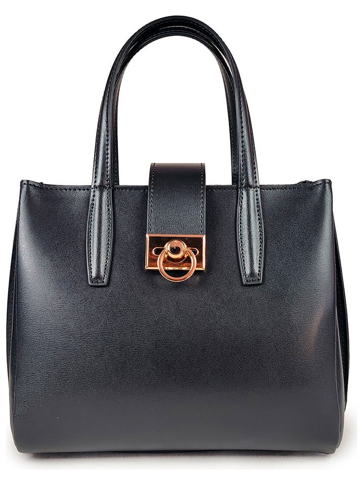 ORE10 Skórzana torebka "Senio" w kolorze czarnym - 28 x 22 x 13 cm rozmiar: onesize