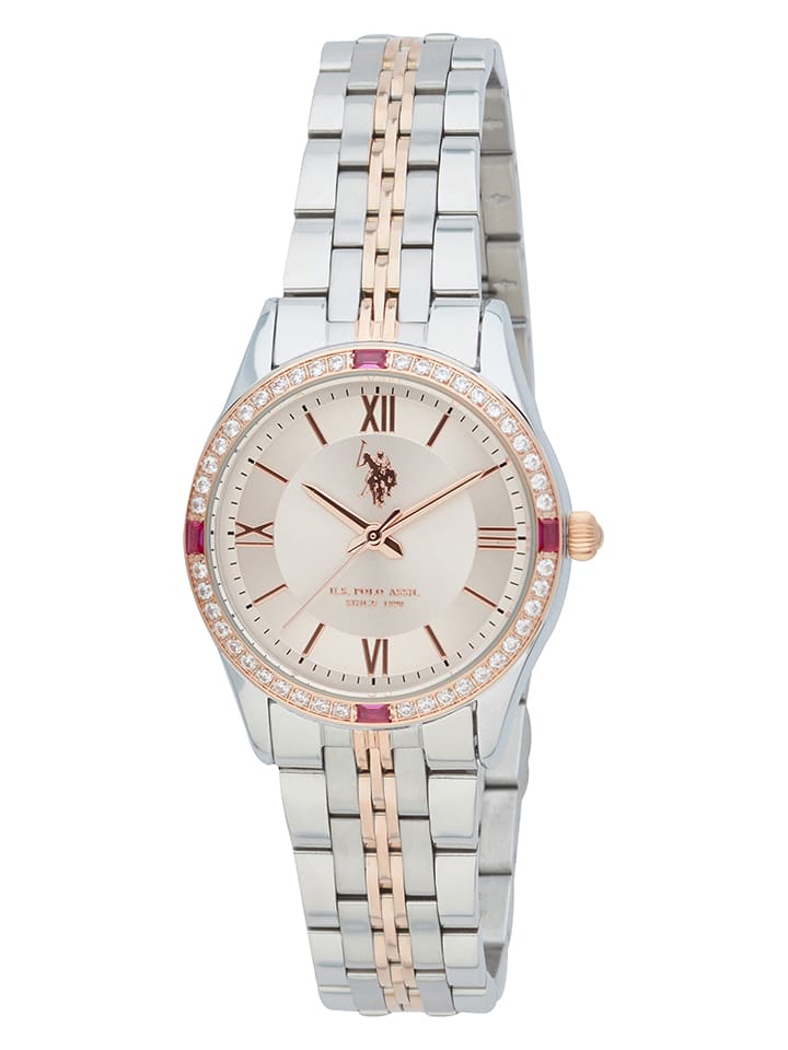U.S. Polo Assn. Zegarek kwarcowy w kolorze srebrno-różowozłotym rozmiar: onesize