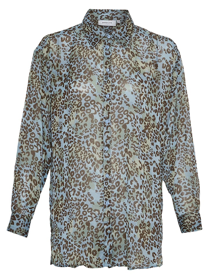 MOSS COPENHAGEN Koszula "Katriana" w kolorze błękitnym ze wzorem rozmiar: XS/S