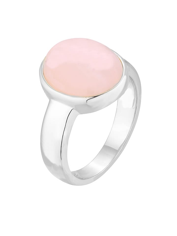 Alicja&Maria Srebrny pierścionek "Claire" z kwarcem różowym rozmiar: 48