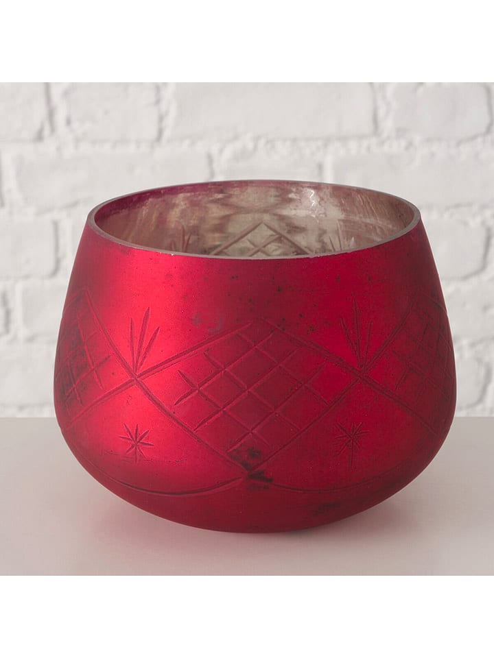 Boltze Świecznik "Velva" w kolorze czerwonym - wys. 11,5 cm rozmiar: onesize