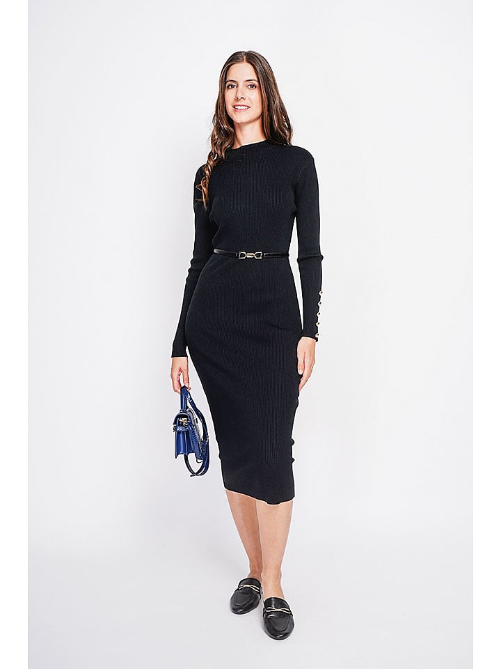 ASSUILI Sukienka dzianinowa w kolorze czarnym rozmiar: 34