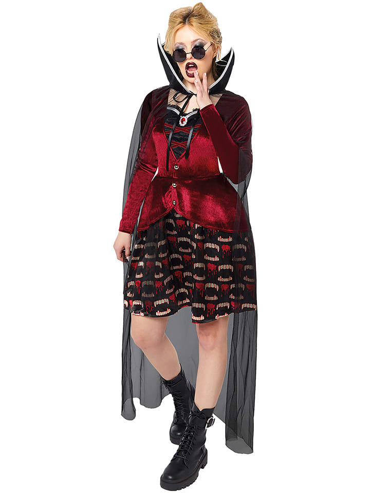 Carnival Party 2-częściowy kostium "Midnight Vampiress" w kolorze czerwono-czarnym rozmiar: M/L