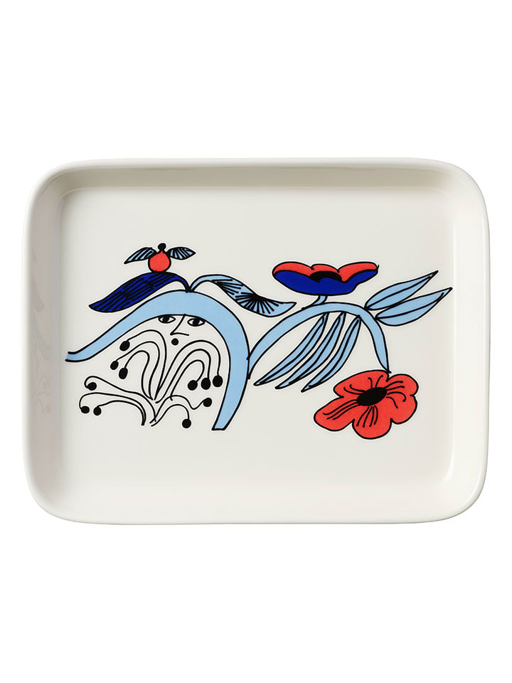 Arabia Półmisek "Puutarhurit" w kolorze niebiesko-białym do serwowania - 15 x 19 cm rozmiar: onesize