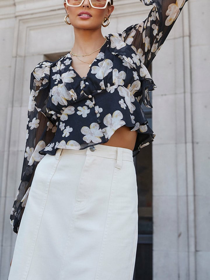 Milan Kiss Bluzka w kolorze czarno-kremowym rozmiar: M