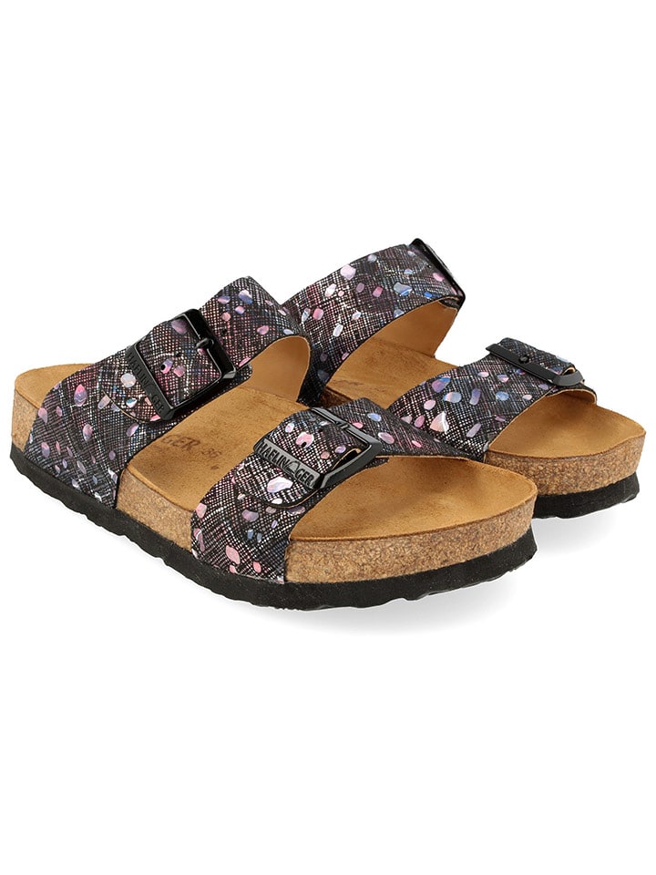 HAFLINGER Skórzane klapki w kolorze czarno-różowym rozmiar: 37