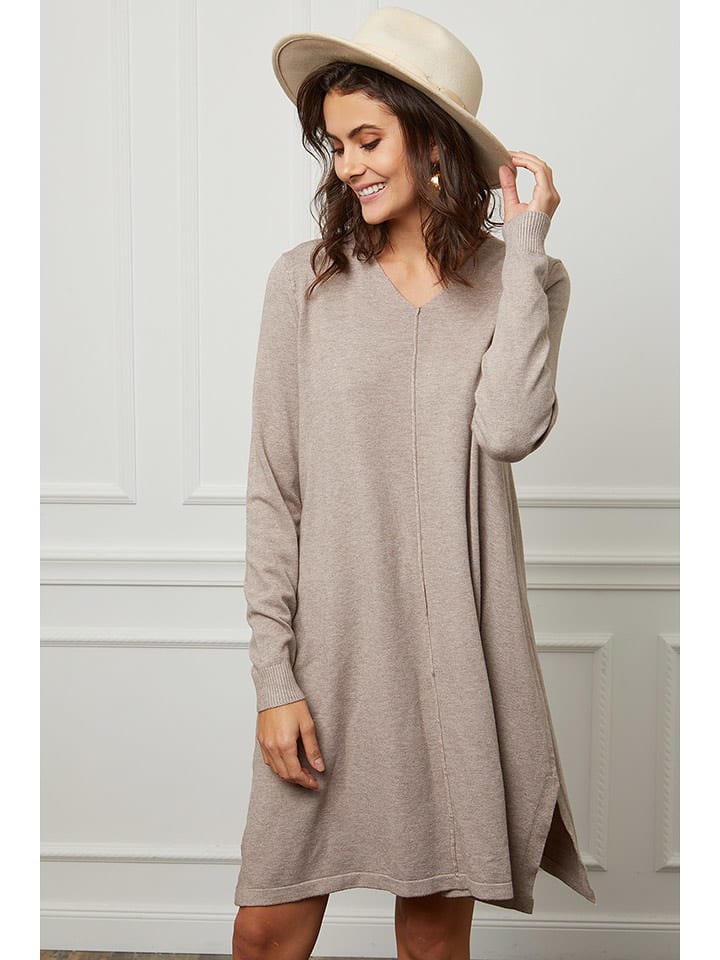 Joséfine Sukienka dzianinowa "Farel" w kolorze beżowym rozmiar: M