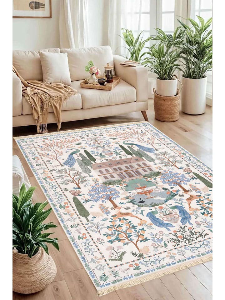 Conceptum Hypnose Dywan bawełniany "145" w kolorze kremowo-błękitno-zielonym rozmiar: 150x230 cm