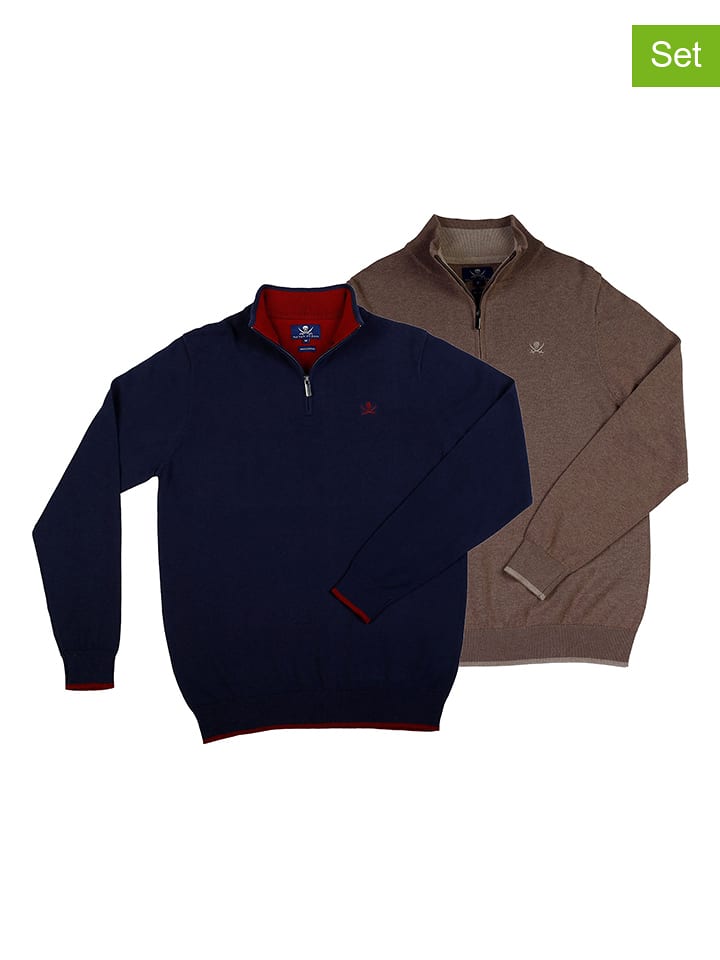 The Time of Bocha Swetry (2 szt.) w kolorze jasnobrązowym i granatowym rozmiar: L