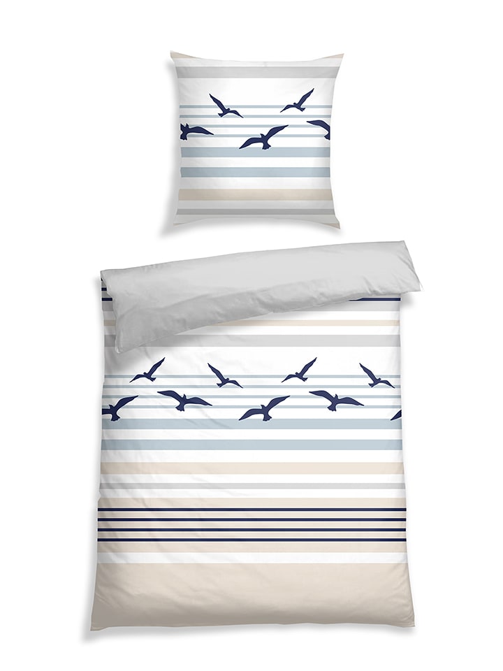 Schiesser Komplet pościeli renforcé "Minou" w kolorze szaro-beżowym rozmiar: 155x220 cm