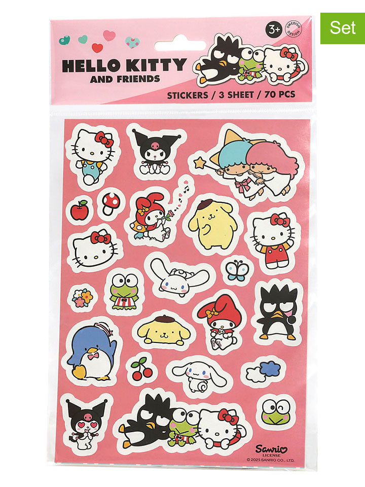 Hello Kitty Arkusze naklejek (3 szt.) - 3+ rozmiar: onesize