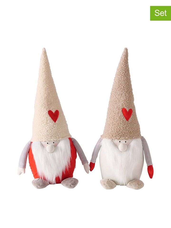 Boltze Figurki dekoracyjne (2 szt.) w kolorze beżowo-czerwono-białym - wys. 41 cm rozmiar: onesize