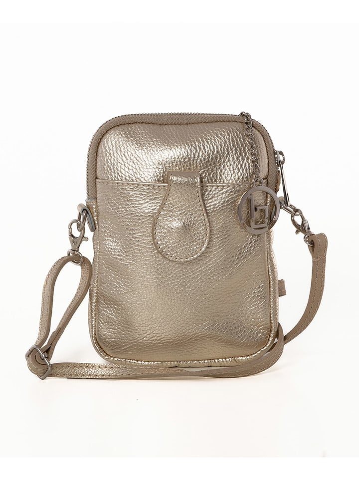 Lia Biassoni Skórzana torebka "Paglia" w kolorze złotym na telefon - 15 x 20 x 1 cm rozmiar: onesize