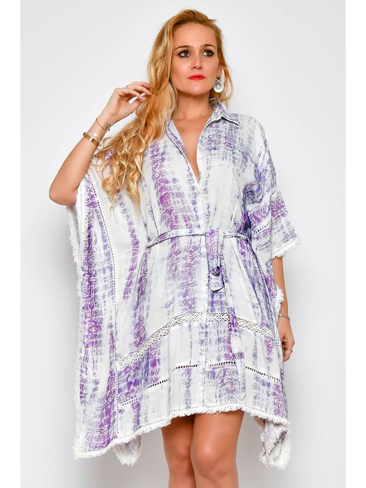 Tarifa Sukienka w kolorze biało-fioletowym rozmiar: onesize