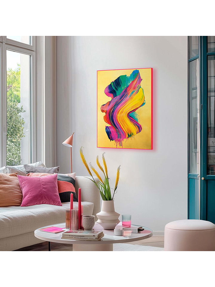 Orangewallz Druk artystyczny "Fluo Abstract Gold I" w ramce rozmiar: 50x70 cm