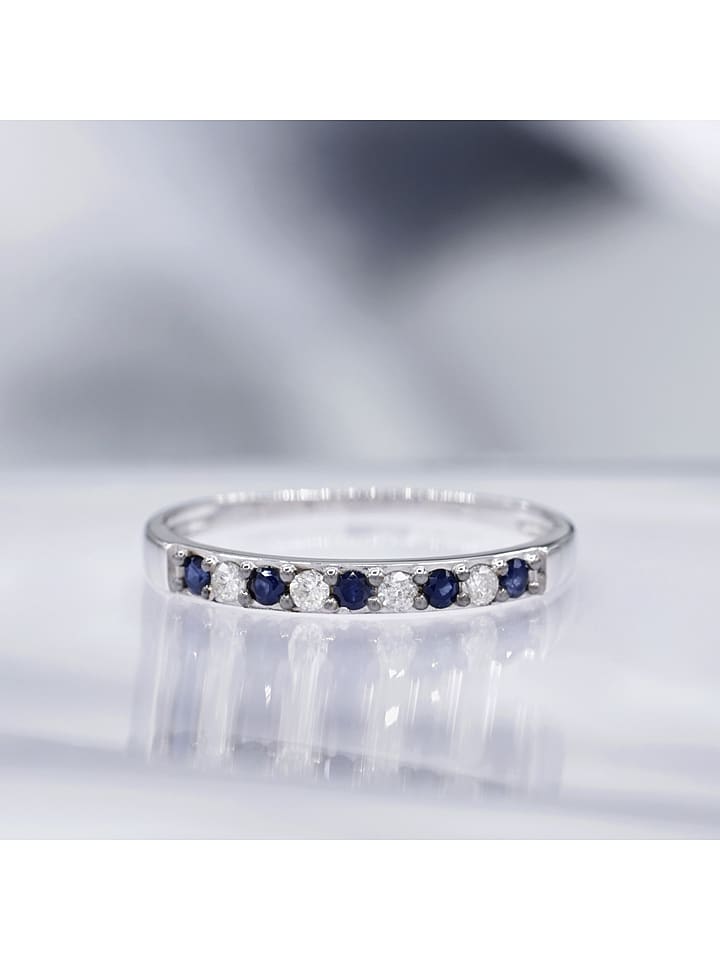 CARATELLI Złoty pierścionek "Séoul" z diamentami i szafirami rozmiar: 60