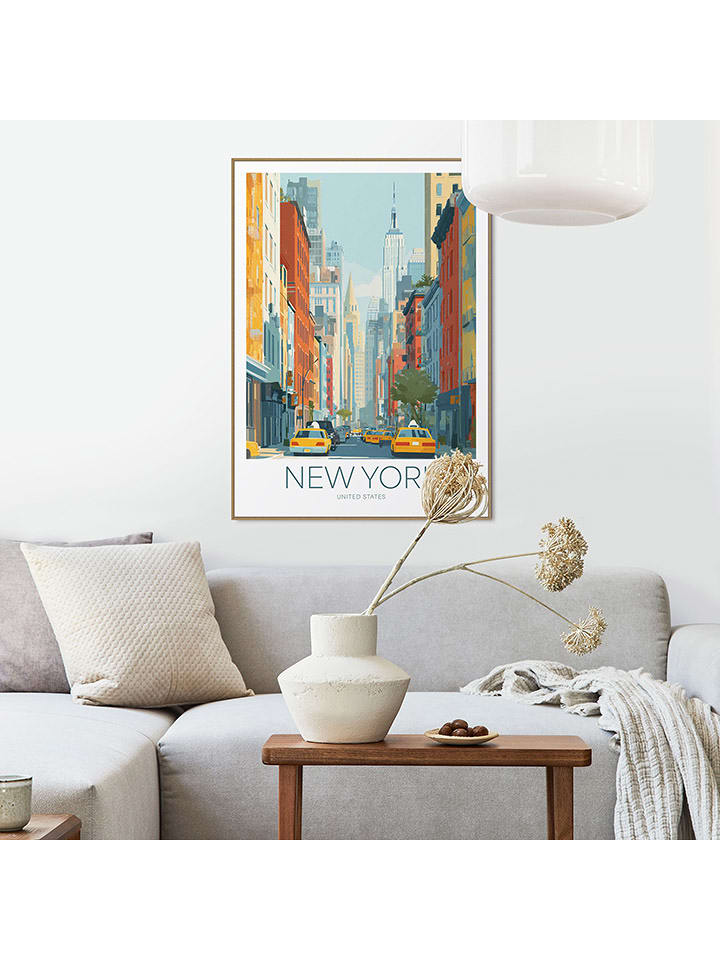 Orangewallz Druk artystyczny "Good Morning New York" w ramce rozmiar: 50x70 cm